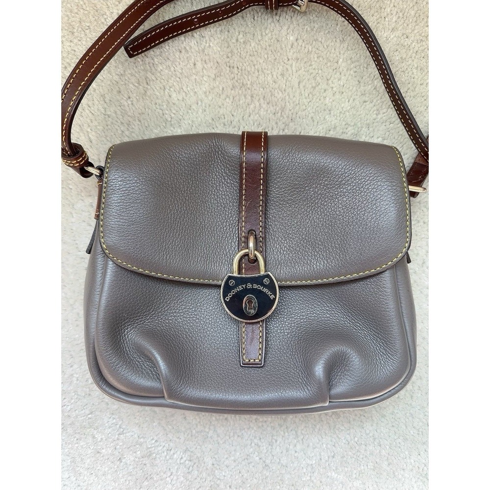 DOONEY & BOURKE Samba Taupe Pebbled Leather Flap Crossbody Bag